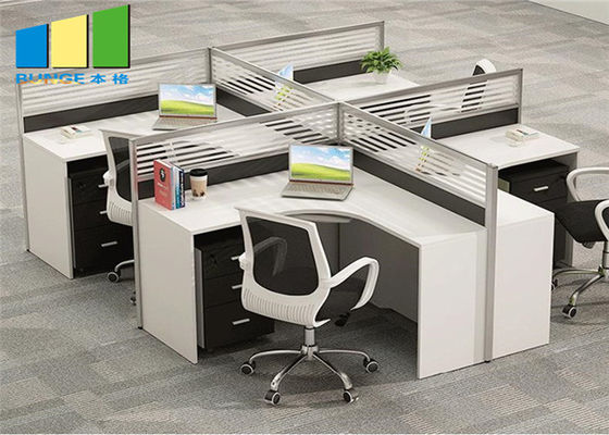 वाणिज्यिक 4 सीट क्यूबिकल डेस्क आधुनिक टेबल मॉड्यूलर कार्यालय कार्य केंद्र कैबिनेट कार्यालय फर्नीचर